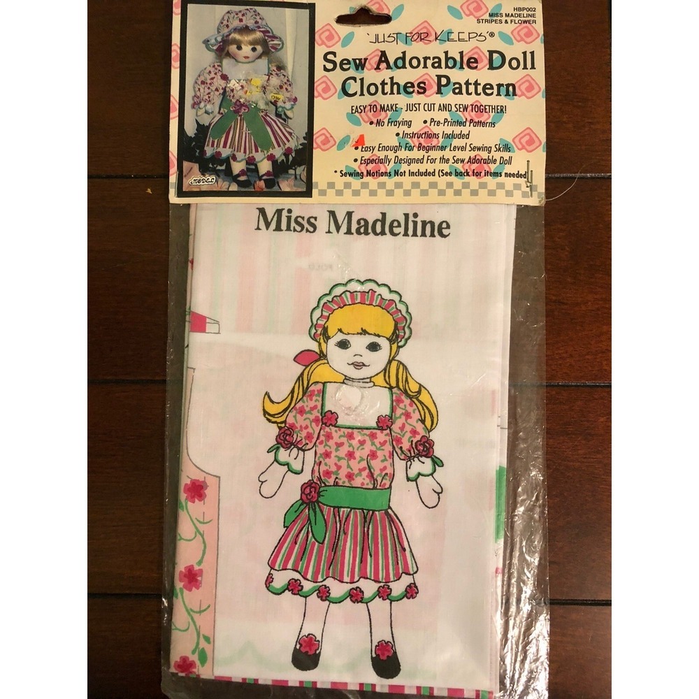 Sew Adorable Doll Clothes Pattern Miss Madeline Just For Keeps New